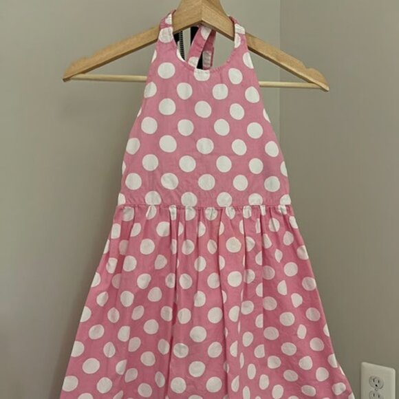 Mini Boden Other - Mini Boden Pink & White Polka Dot Girls Halter Dress